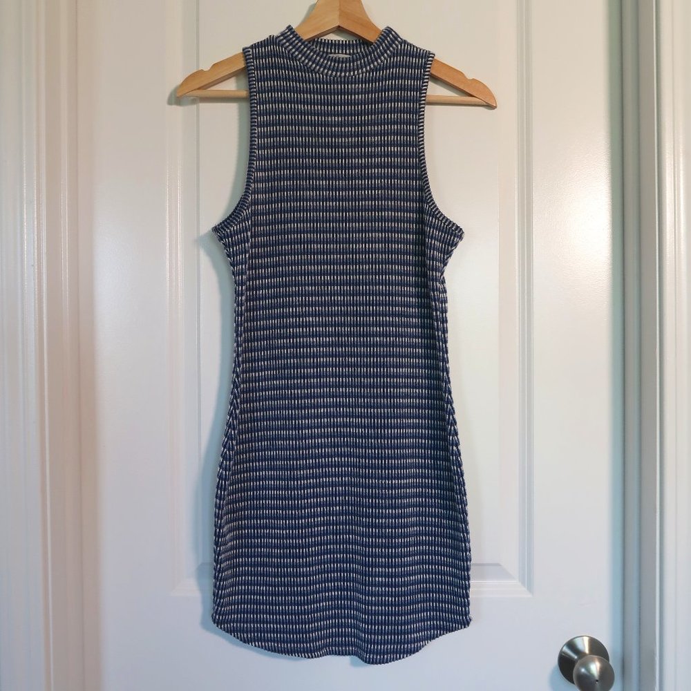 Striped Bodycon Mock Neck Dress